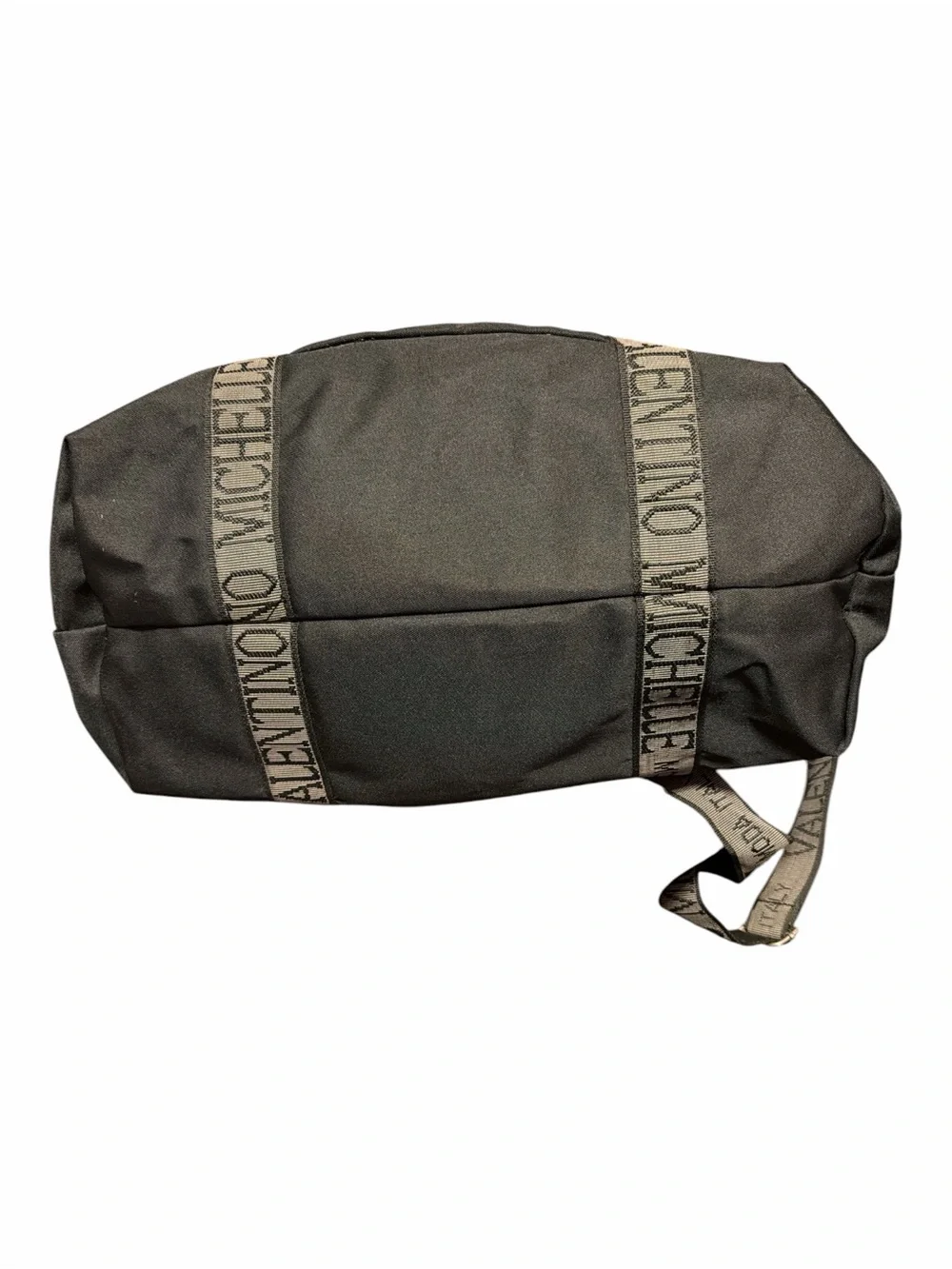Valentino Michelle Italy Mode Black Nylon Weekender Duffel Bag Two-Way - Picture 5 of 7